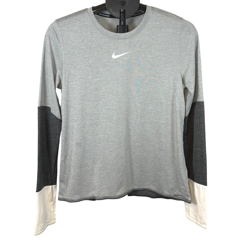 Nike Running Dri-FIT Long Sleeve Shirt Grey Colorblock